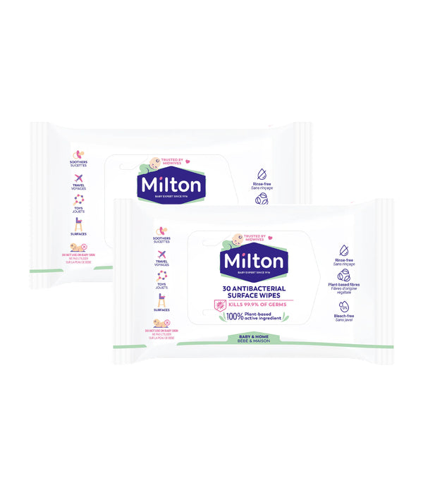 MILTON Antibacterial Surface Wipes (30 wipes) (Pack of 2)